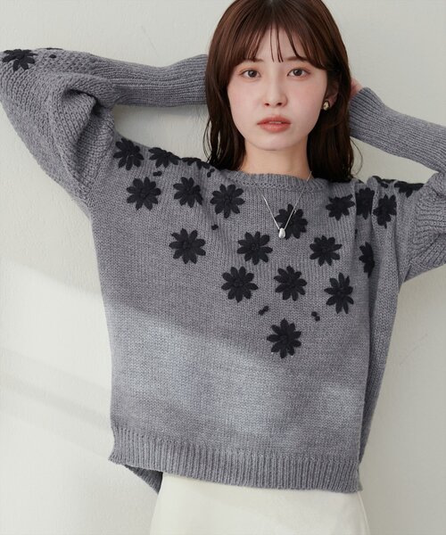 くー natural couture 「natural couture」 長袖ニット FREE サックス