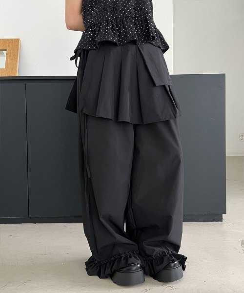 4INT. パンツ 「セットアイテム」レイヤード ラップスカート フリル
