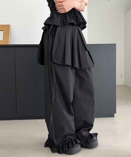 フリル付きスカートとハーフパンツセット 4INT. パンツ 「セットアイテム」レイヤード ラップスカート フリル