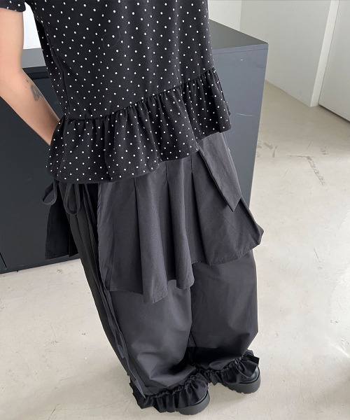 4INT. パンツ 「セットアイテム」レイヤード ラップスカート フリル