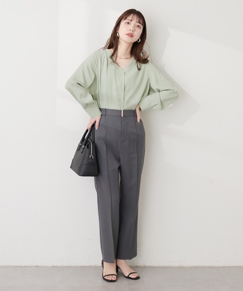 【18AW】定番環縫いロングブラウス ウールサテンシャツワンピース】｜1er Arrondissement（プルミエ