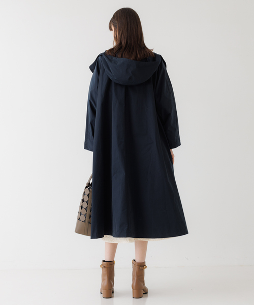 再値下げ　未使用　美品　差し色コート　くすみブルー DESIGNWORKS ステンカラーコート コート フードコート