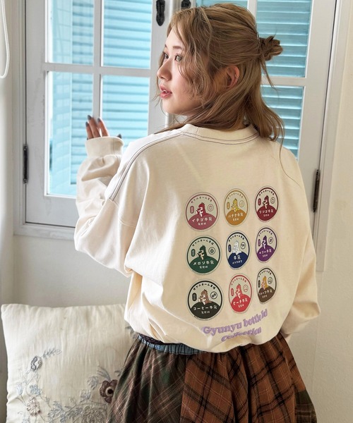 tシャツ Gyunyu bottle lid BACKモチーフロンTEE/ユニセックス レディース メンズ