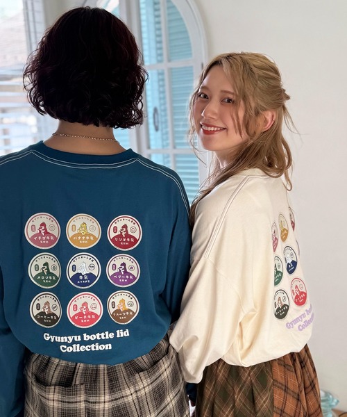 DOUBLE NAME（ダブルネーム） tシャツ Gyunyu bottle lid BACKモチーフ