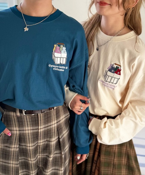 DOUBLE NAME（ダブルネーム） tシャツ Gyunyu bottle lid BACKモチーフ