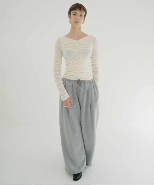 CLANE（クラネ） tシャツ W TULLE SHIRRING TOPS レディース