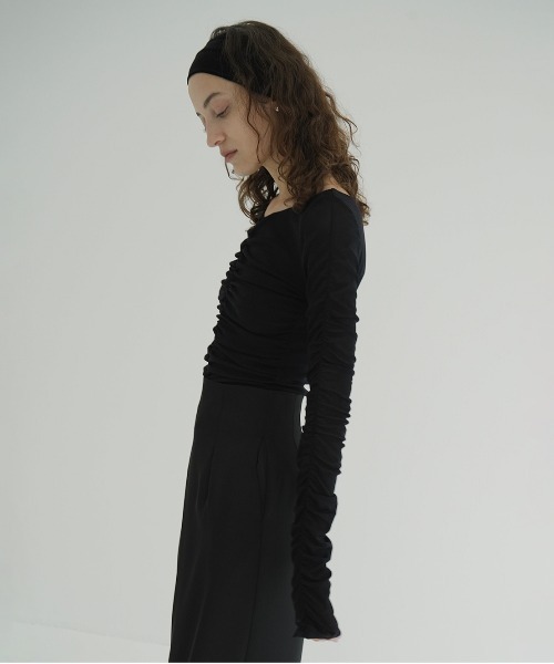 CLANE（クラネ） tシャツ W TULLE SHIRRING TOPS レディース