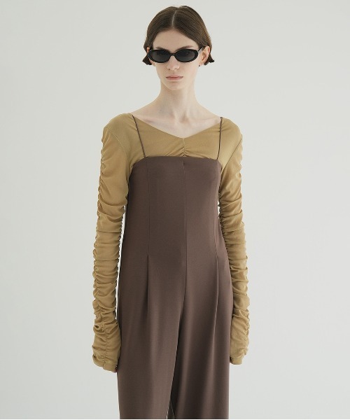 CLANE（クラネ） tシャツ W TULLE SHIRRING TOPS レディース