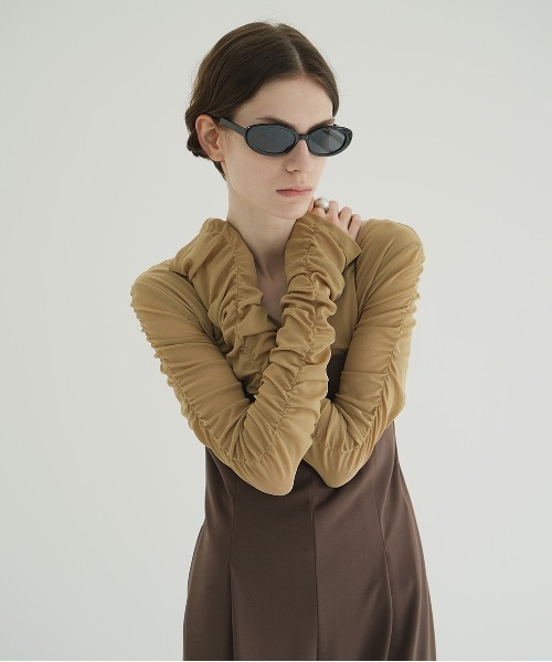CLANE（クラネ） tシャツ W TULLE SHIRRING TOPS レディース