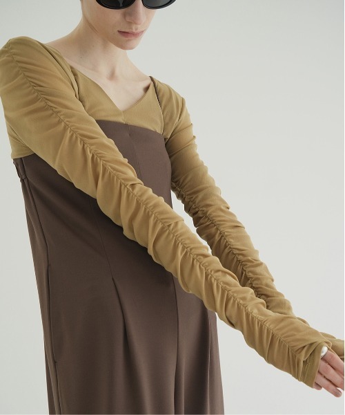 CLANE（クラネ） tシャツ W TULLE SHIRRING TOPS レディース