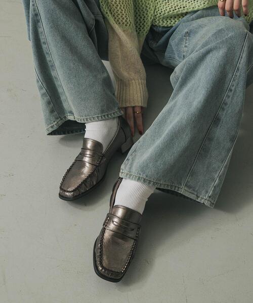 SENSE OF PLACE by URBAN RESEARCH ローファー メタリックギャザー