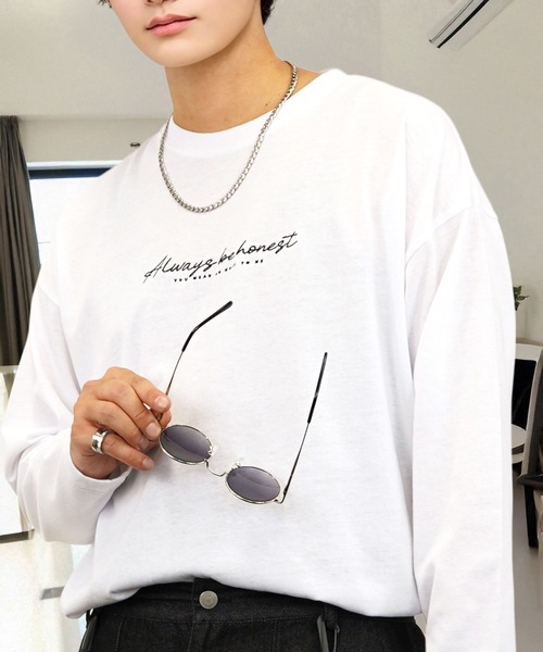 tシャツ 刺繍 ワンポイント グラフィック ロンT ロゴ ハート 黒ネコ