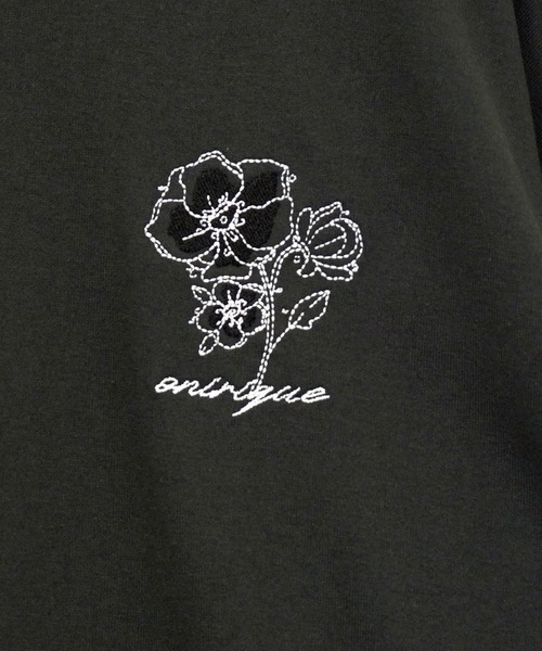 tシャツ 刺繍 ワンポイント グラフィック ロンT ロゴ ハート 黒ネコ