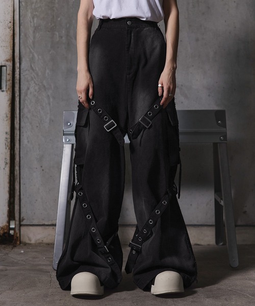 ERAR ジーンズ 「ERAR」ヴィンテージライクスプレー加工ベルトデザイン