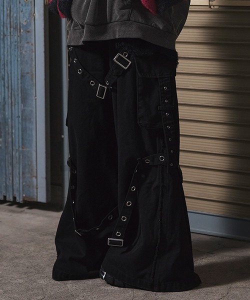 ERAR ジーンズ 「ERAR」ヴィンテージライクスプレー加工ベルトデザイン