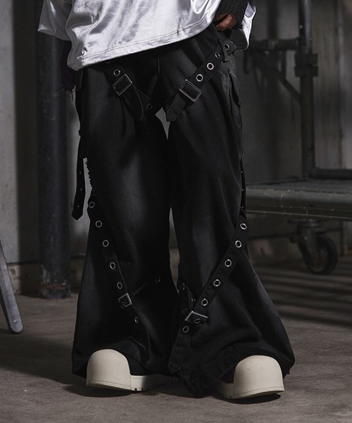 ERAR ワイドパンツ ジーンズ 「ERAR」ヴィンテージライクスプレー加工
