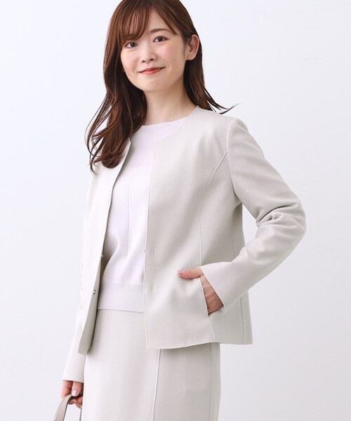 リフレクト（Reflect）/【ライトアウター／通勤におすすめ◎／セットアップ可／すっきりシルエット】キレイめジャージジャケット Reflect（リフレクト） ジャケット ノーカラージャケット 「ライト