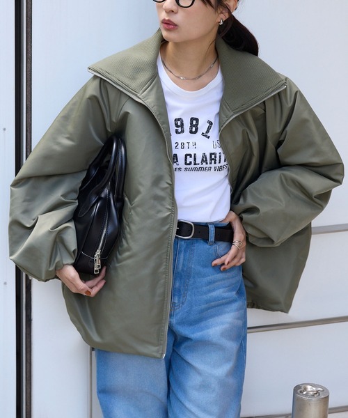 MONO-MART（モノマート） ブルゾン アウター リブタートルオーバー