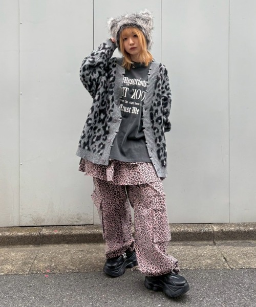 Candy Stripper カーディガン FLUFFY STAR LEOPARD KNIT レディース