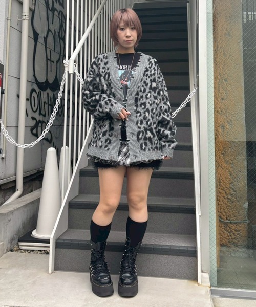 美品 23AW CANDY STRIPPER キャンディストリッパー FLUFFY CHECK KNIT CARDIGAN フラッフィー オーバー ニットカーディガン 2 レッド系 メンズ レディース 古着 中古 USED Candy Stripper - 美品 23AW CANDY STRIPPER キャンディストリッパー