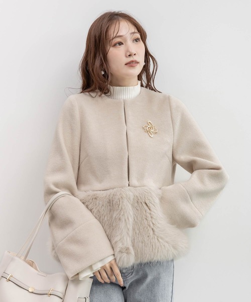 RANDA ランダ 2WAY フェイクファー ショート ジャケット RANDA（ランダ） ブルゾン アウター 2WAY フェイクファーショート