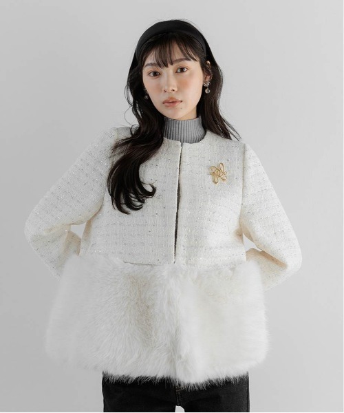 RANDA ランダ 2WAY フェイクファー ショート ジャケット RANDA（ランダ） ブルゾン アウター 2WAY フェイクファーショート