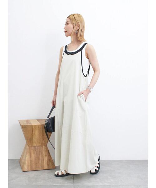 「Samansa Mos2 blue」 ノースリーブワンピース F ブラック レディース_画像2