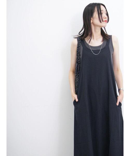 「Samansa Mos2 blue」 ノースリーブワンピース F ブラック レディース_画像3