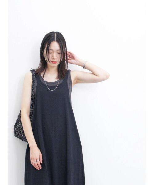 「Samansa Mos2 blue」 ノースリーブワンピース F ブラック レディース_画像4