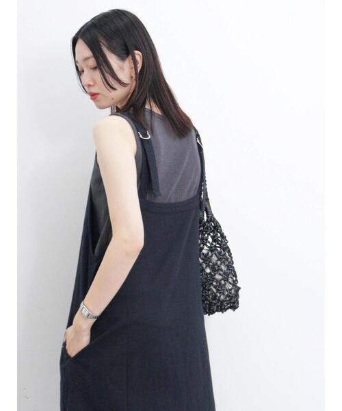 「Samansa Mos2 blue」 ノースリーブワンピース F ブラック レディース_画像5