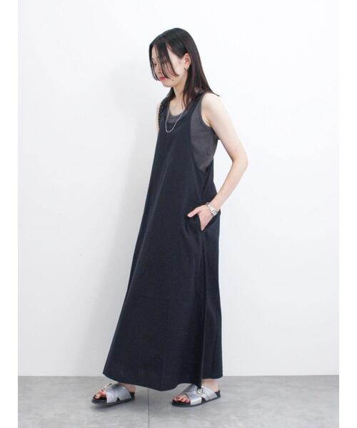 「Samansa Mos2 blue」 ノースリーブワンピース F ブラック レディース_画像7