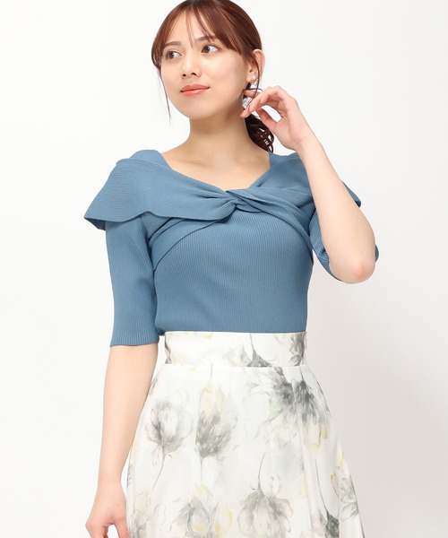 「MISCH MASCH」 半袖ニット フリ- レッド レディース_画像3