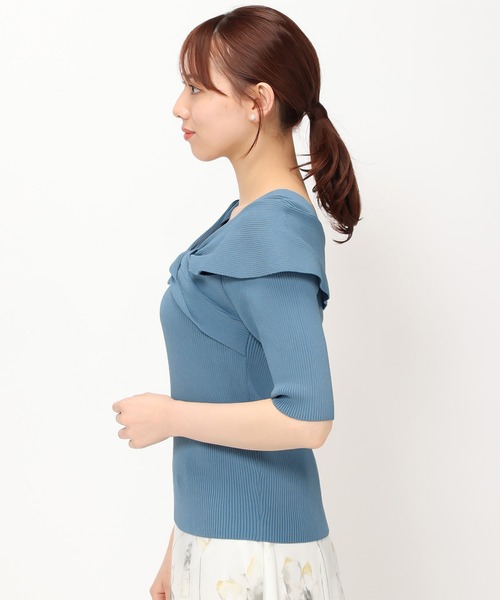 「MISCH MASCH」 半袖ニット フリ- レッド レディース_画像4