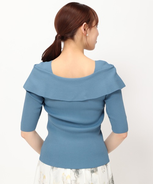 「MISCH MASCH」 半袖ニット フリ- レッド レディース_画像5