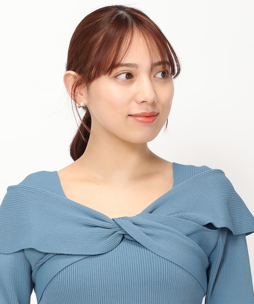 「MISCH MASCH」 半袖ニット フリ- レッド レディース_画像6