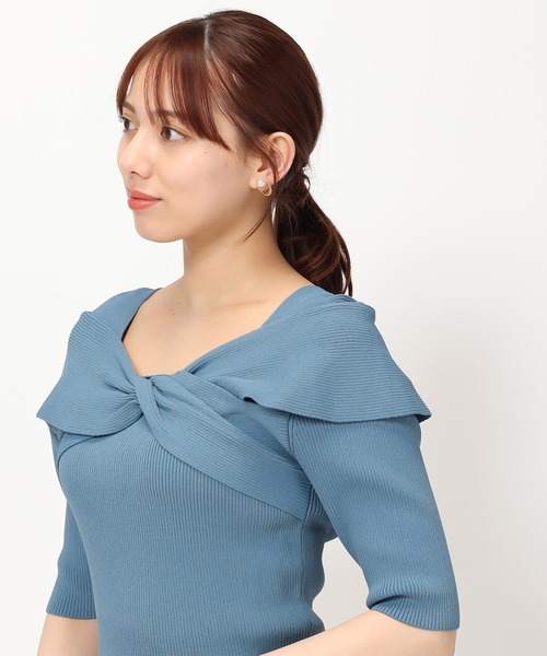 「MISCH MASCH」 半袖ニット フリ- レッド レディース_画像7