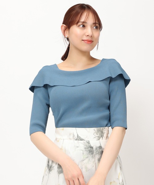 「MISCH MASCH」 半袖ニット フリ- レッド レディース_画像9