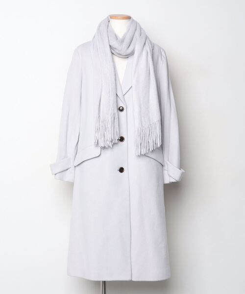 レッセパッセ ホワイト ロングコート ウエストベルト付き レッセパッセ ホワイト ロングコート ウエストベルト付き