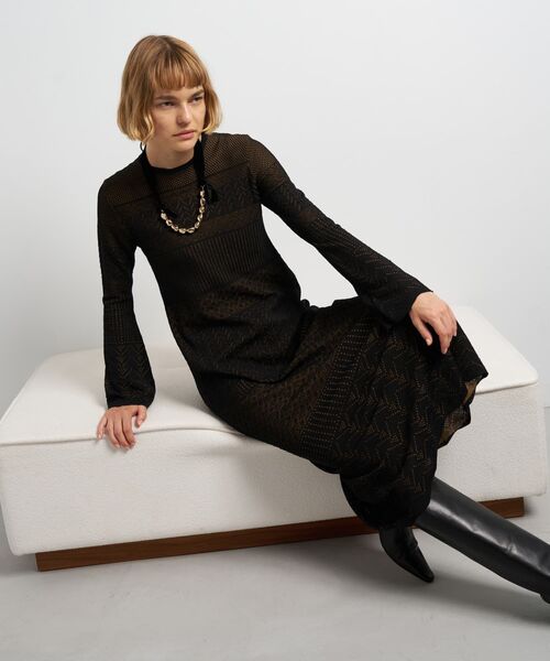 LANVIN レース切替ニットワンピース レース切替ニットトップス | LANVIN COLLECTION (Women)/ランバン