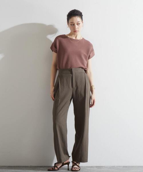 「Liesse」 半袖ニット FREE モカ レディース_画像9