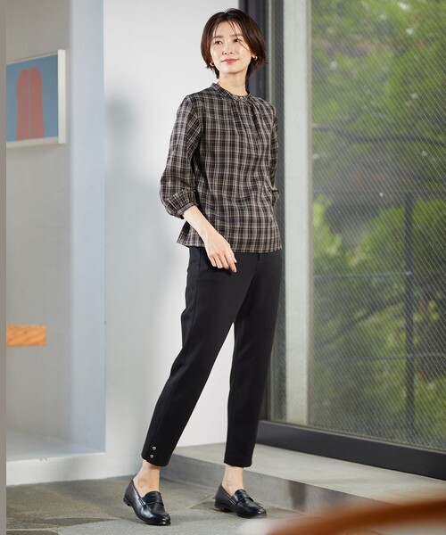 「J.PRESS」 7分袖ブラウス LARGE ベージュ レディース_画像4