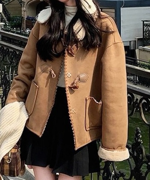 SHOUYO コート アウター ボア襟フェイクムートンショートコート