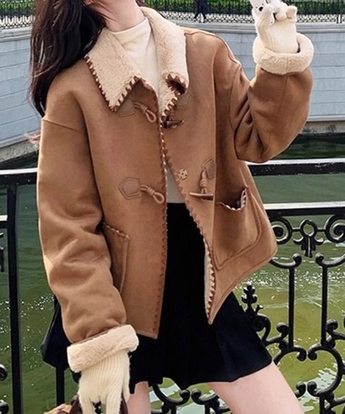 SHOUYO コート アウター ボア襟フェイクムートンショートコート