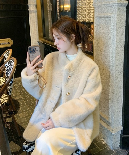 ブルゾン アウター もこもこ フェイクファーブルゾン レディース