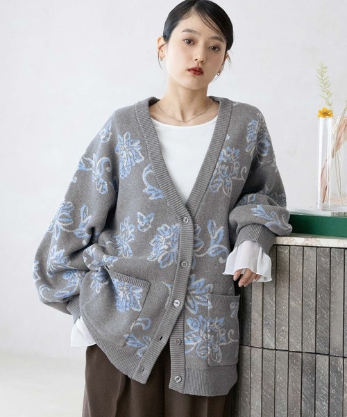 RAGEBLUE（レイジブルー） ニット セーター ボタニカルジャガード