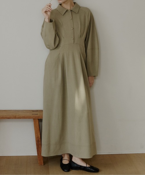 OLUN ワンピース OLUN ワンピース waist tack cocoon onepiece/ウエストタックコクーン
