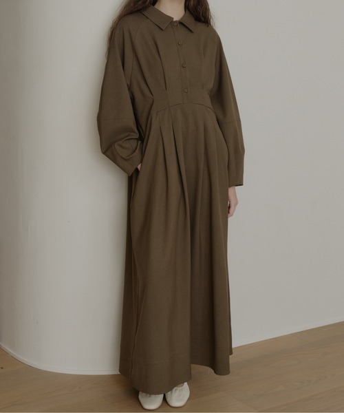 OLUN ワンピース waist tack cocoon onepiece/ウエストタックコクーン