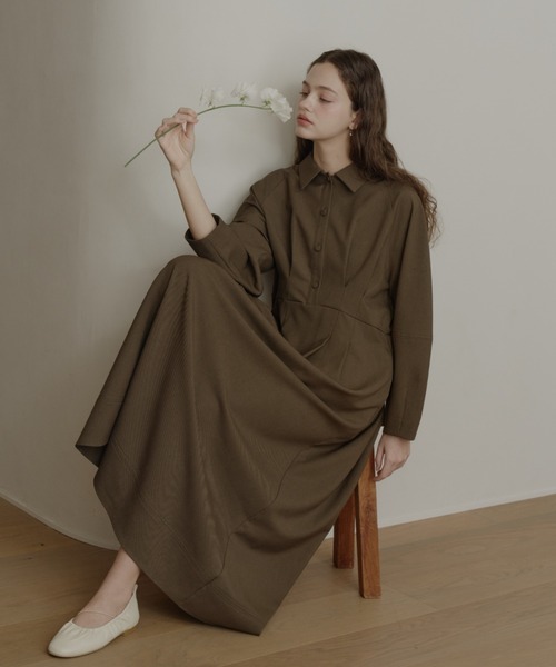 OLUN ワンピース waist tack cocoon onepiece/ウエストタックコクーン