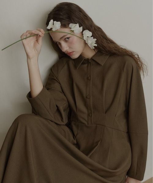 OLUN ワンピース waist tack cocoon onepiece/ウエストタックコクーン