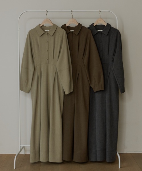 OLUN ワンピース waist tack cocoon onepiece/ウエストタックコクーン
